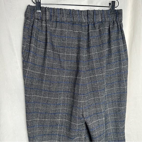 Kasper Relaxed Fit Tailored Pants Small Blue & Gray Plaid Pull On Elastic Waist - Picture 7 of 17